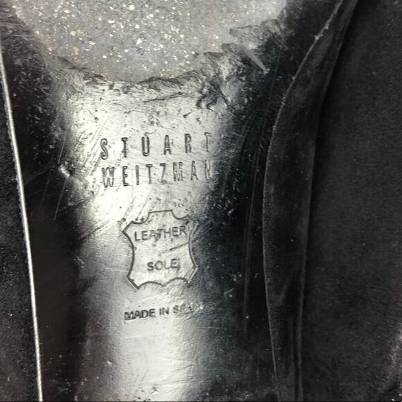 Stuart Weitzman Legacy Cap Toe Ballet Loafers Flat Black Suede Chain Accent 6 - Picture 10 of 16